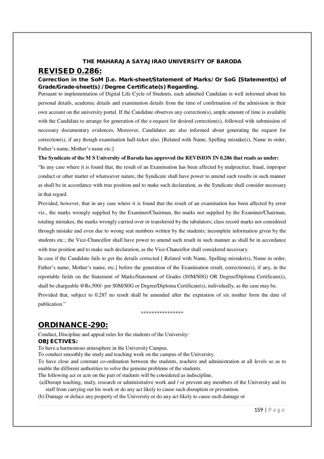Maharaja Sayajirao University of Baroda, Baroda B.Com 2018-19 Prospectus - Page 160