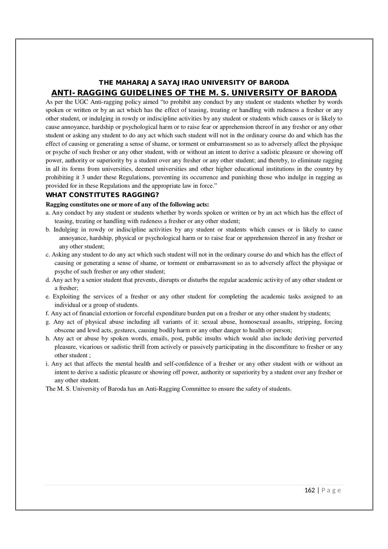 Maharaja Sayajirao University of Baroda, Baroda B.Com 2018-19 Prospectus - Page 163