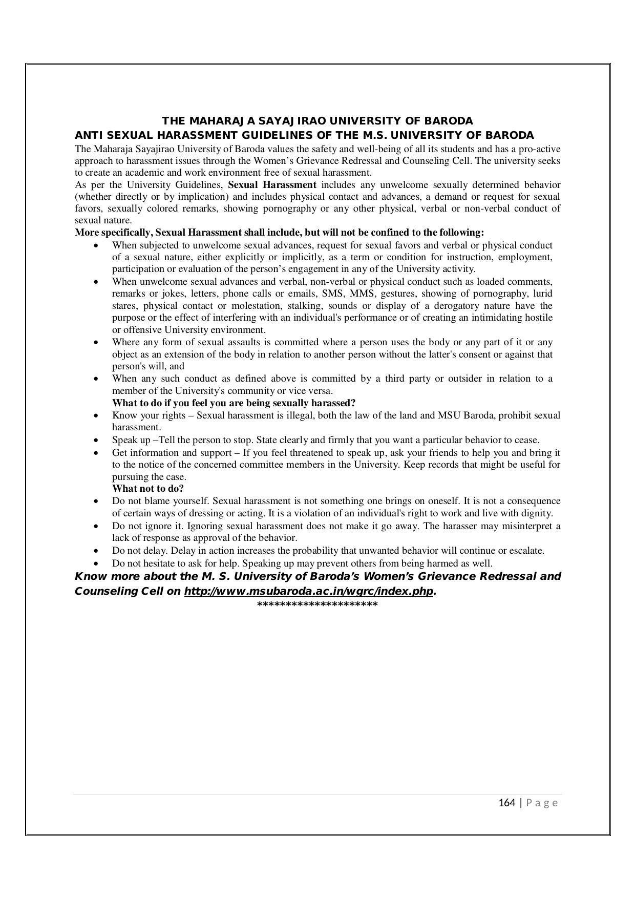 Maharaja Sayajirao University of Baroda, Baroda B.Com 2018-19 Prospectus - Page 165