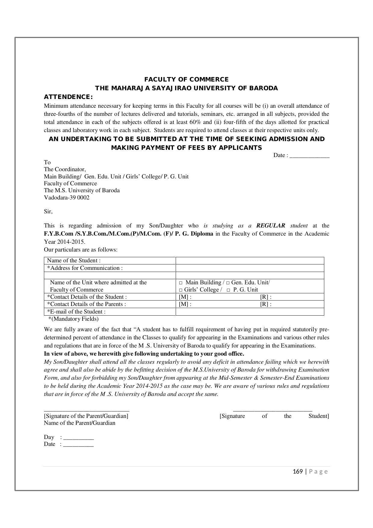 Maharaja Sayajirao University of Baroda, Baroda B.Com 2018-19 Prospectus - Page 170