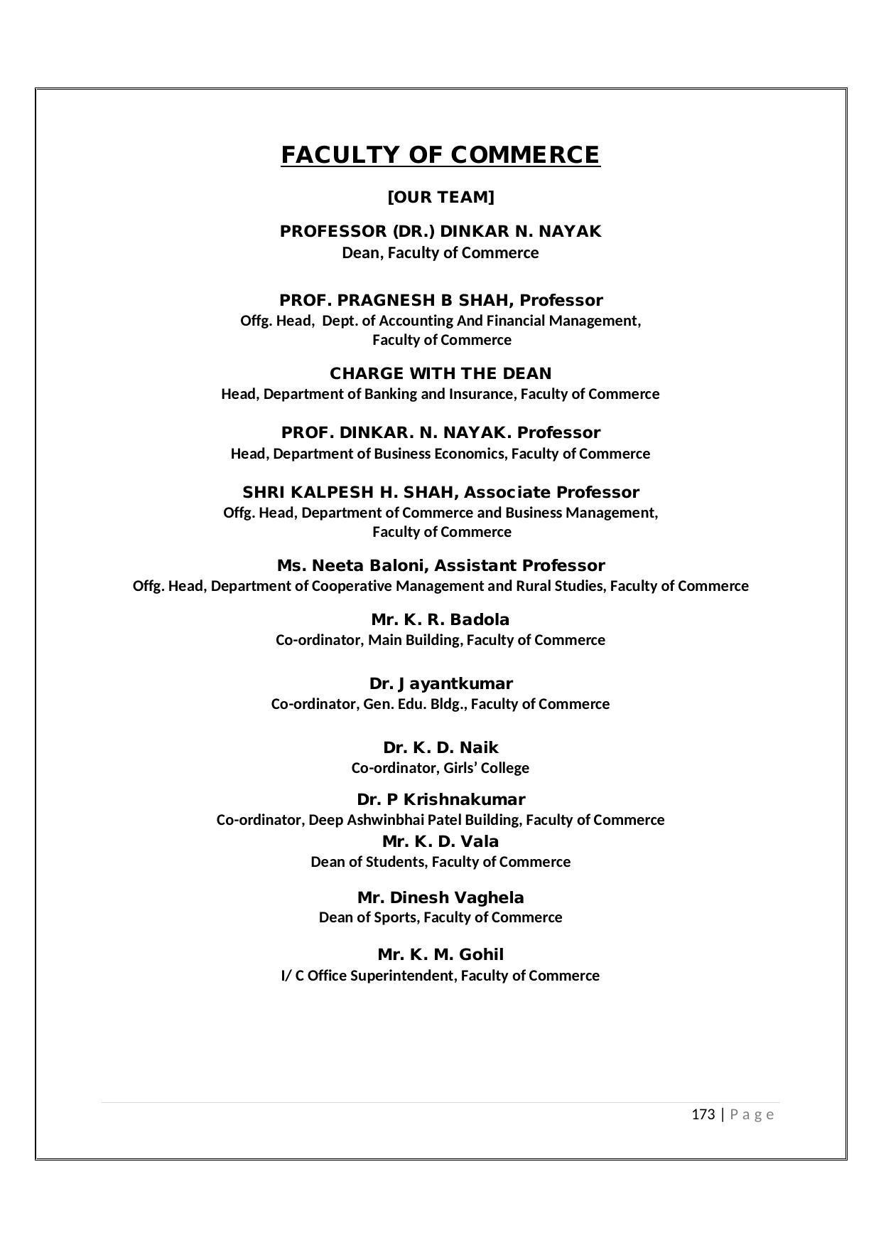 Maharaja Sayajirao University of Baroda, Baroda B.Com 2018-19 Prospectus - Page 174
