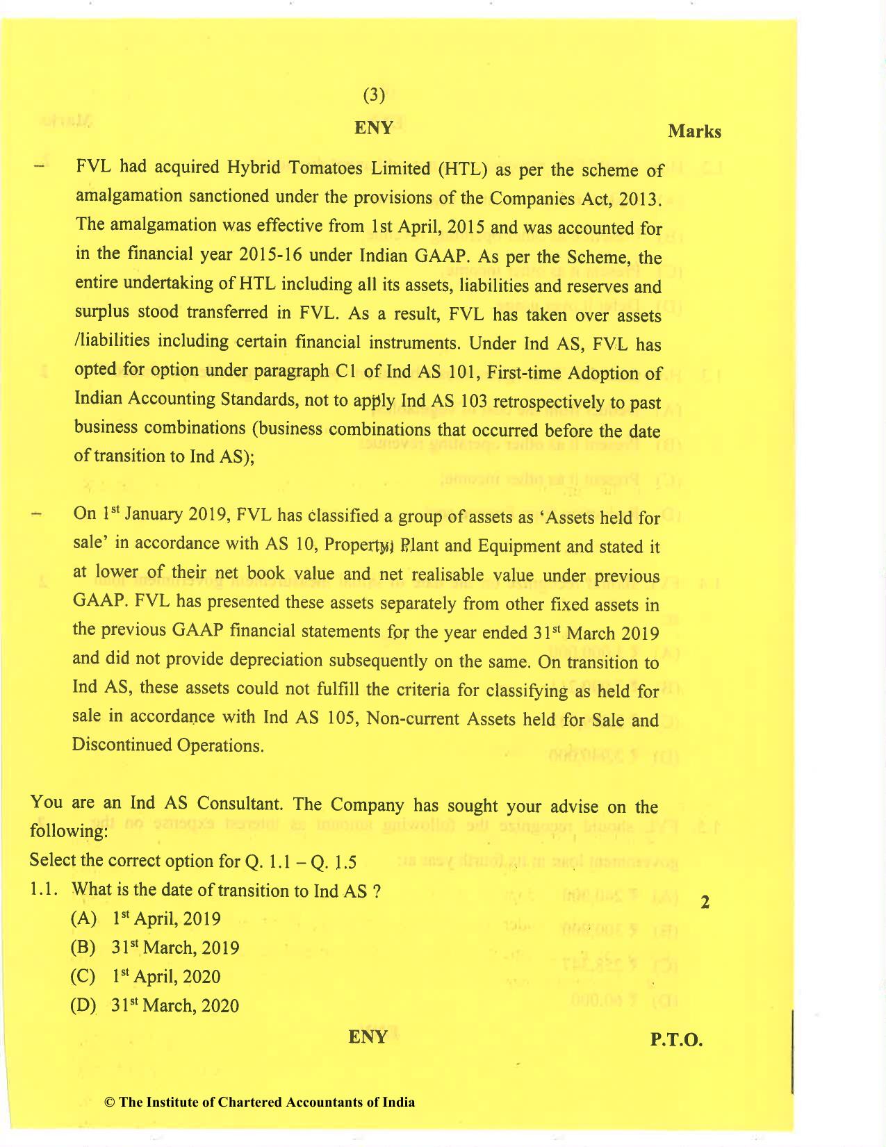 CA Final Nov 2020 Question Paper - Paper 6E – Global Financial Reporting Standards - Page 3