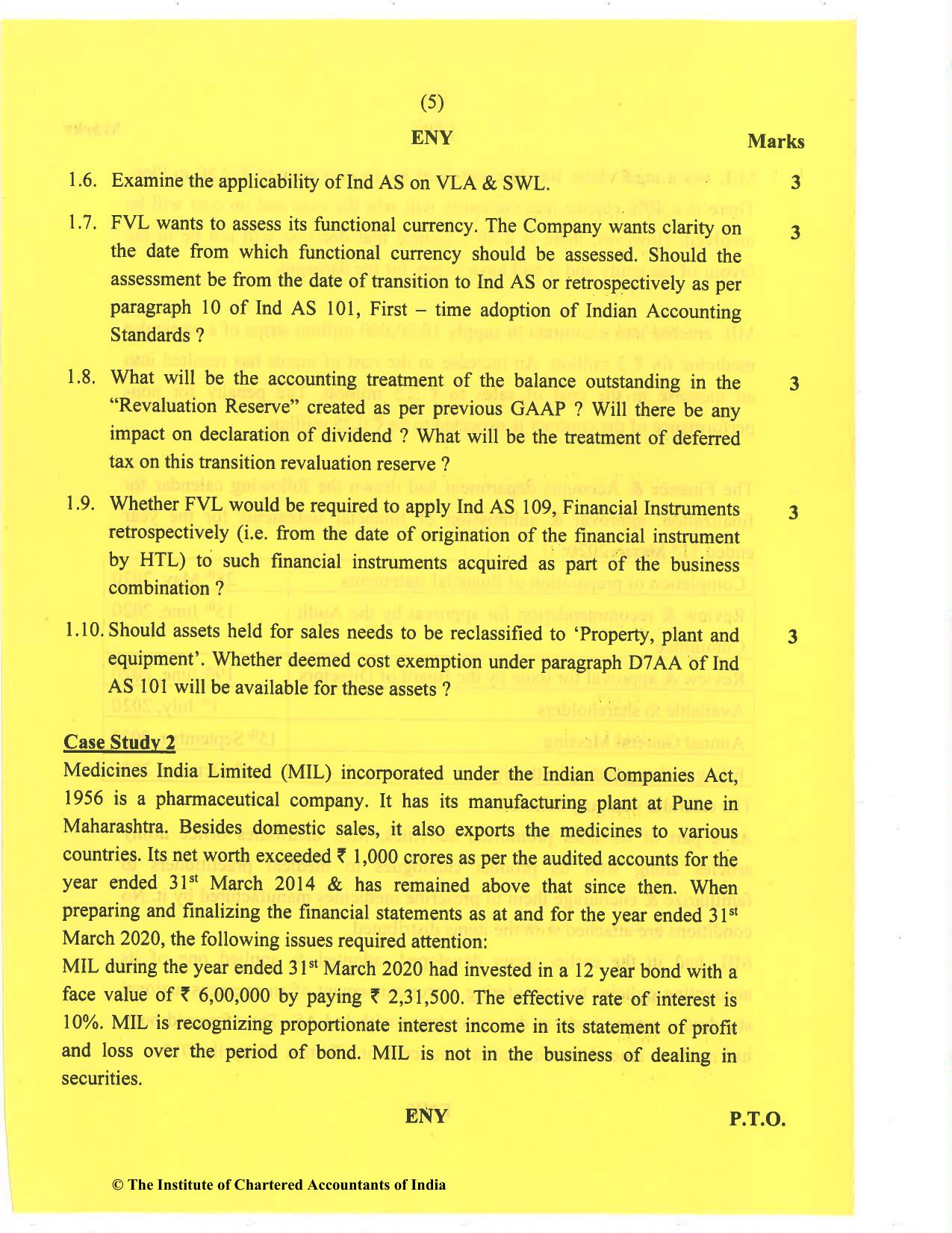 CA Final Nov 2020 Question Paper - Paper 6E – Global Financial Reporting Standards - Page 5