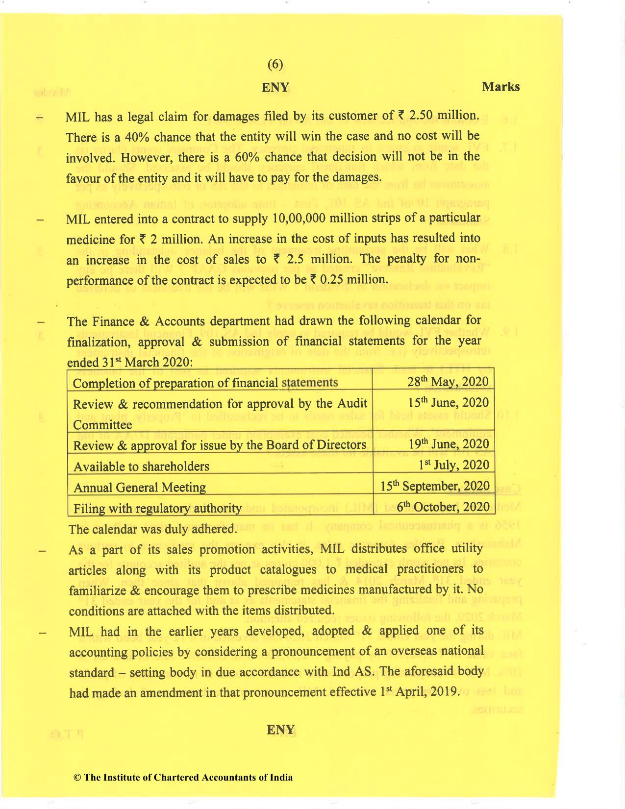 CA Final Nov 2020 Question Paper - Paper 6E – Global Financial Reporting Standards - Page 6