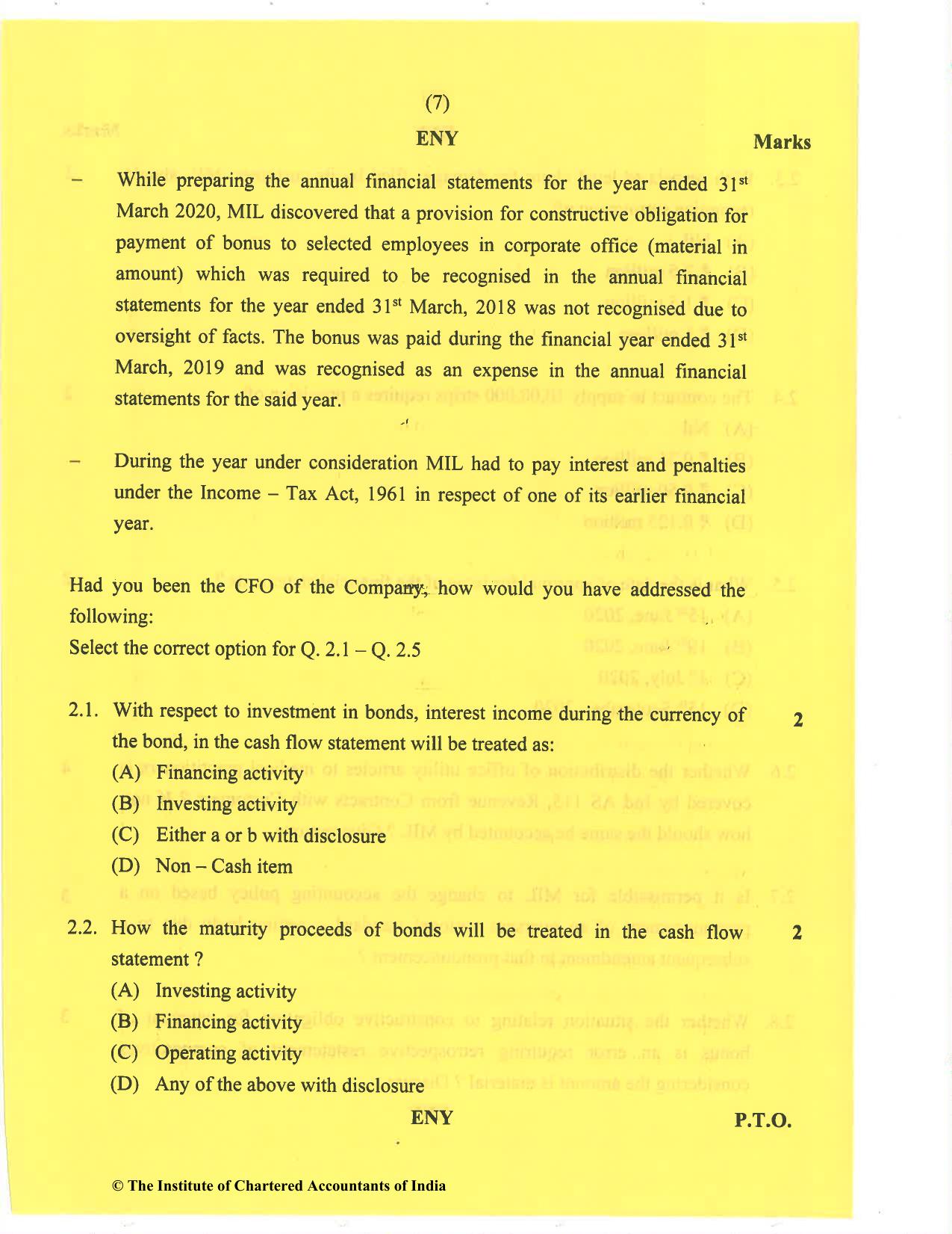 CA Final Nov 2020 Question Paper - Paper 6E – Global Financial Reporting Standards - Page 7
