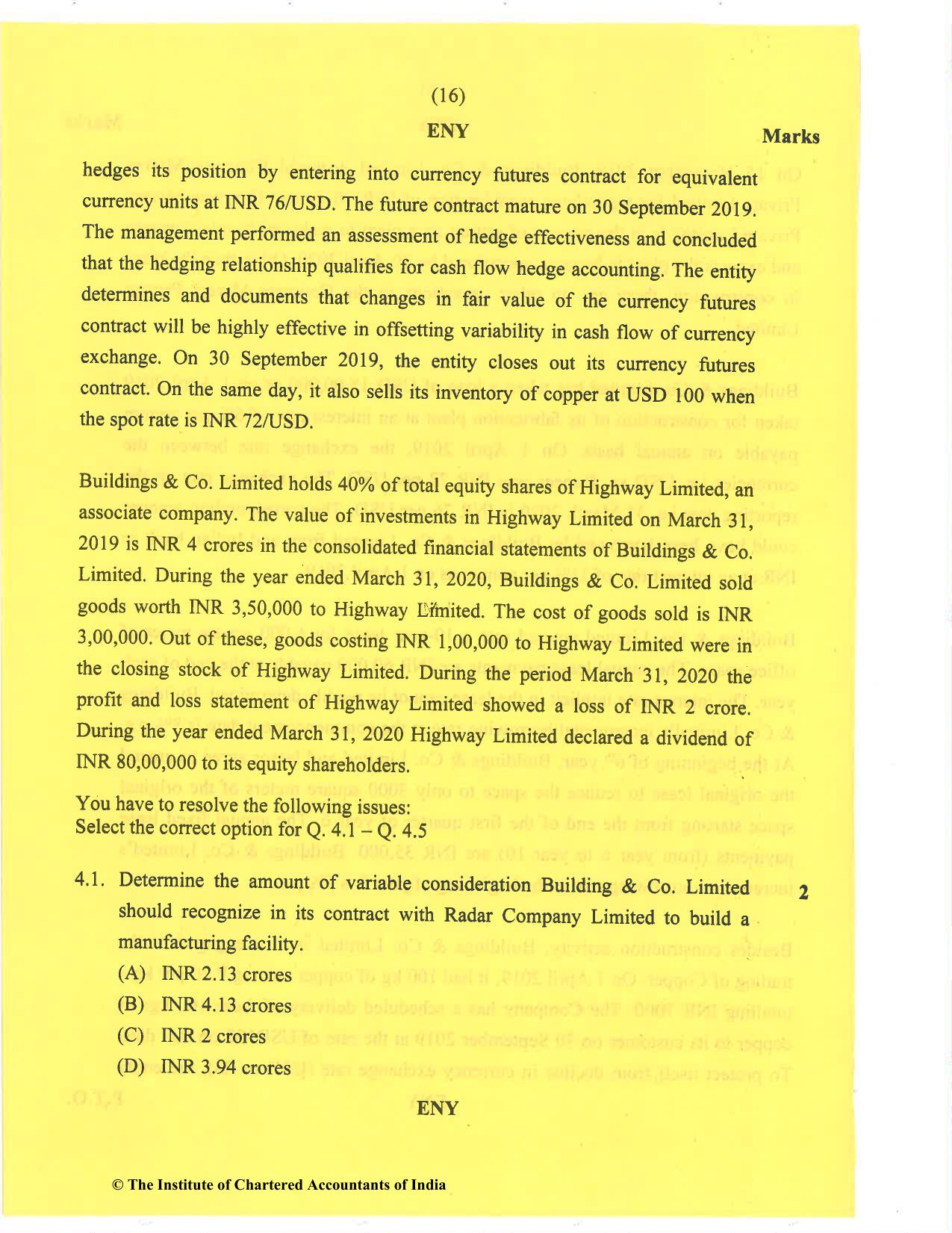 CA Final Nov 2020 Question Paper - Paper 6E – Global Financial Reporting Standards - Page 16