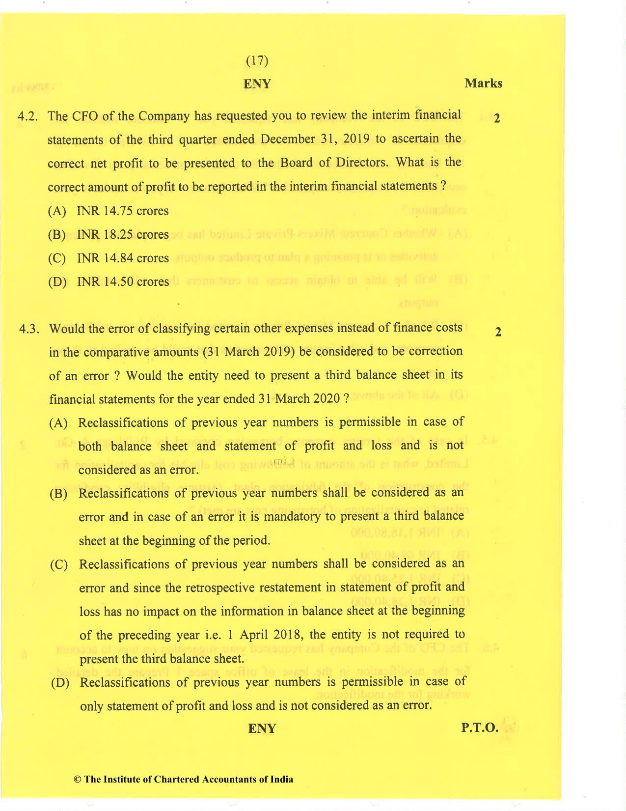 CA Final Nov 2020 Question Paper - Paper 6E – Global Financial Reporting Standards - Page 17