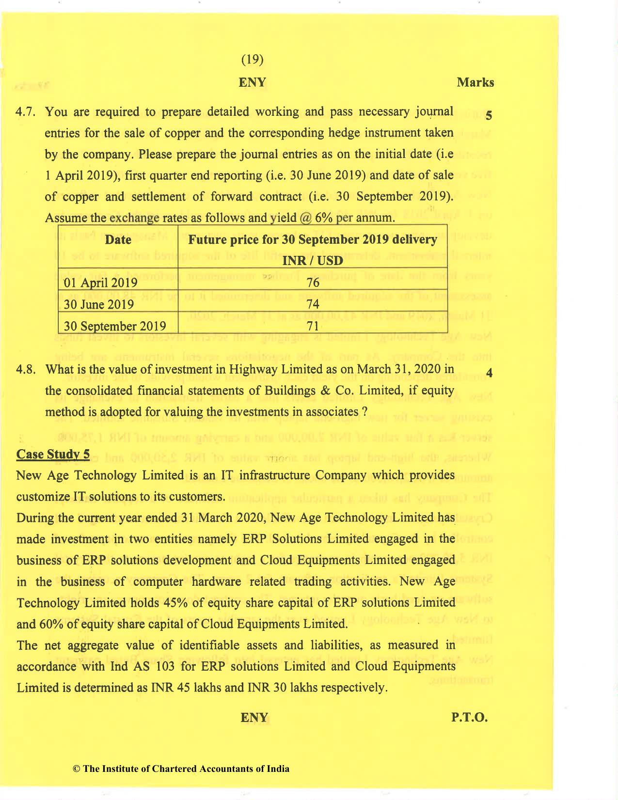 CA Final Nov 2020 Question Paper - Paper 6E – Global Financial Reporting Standards - Page 19
