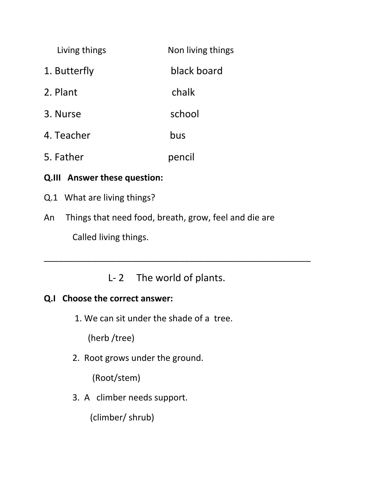 Worksheet for Class 1 EVS The world around us Assignment - Page 2
