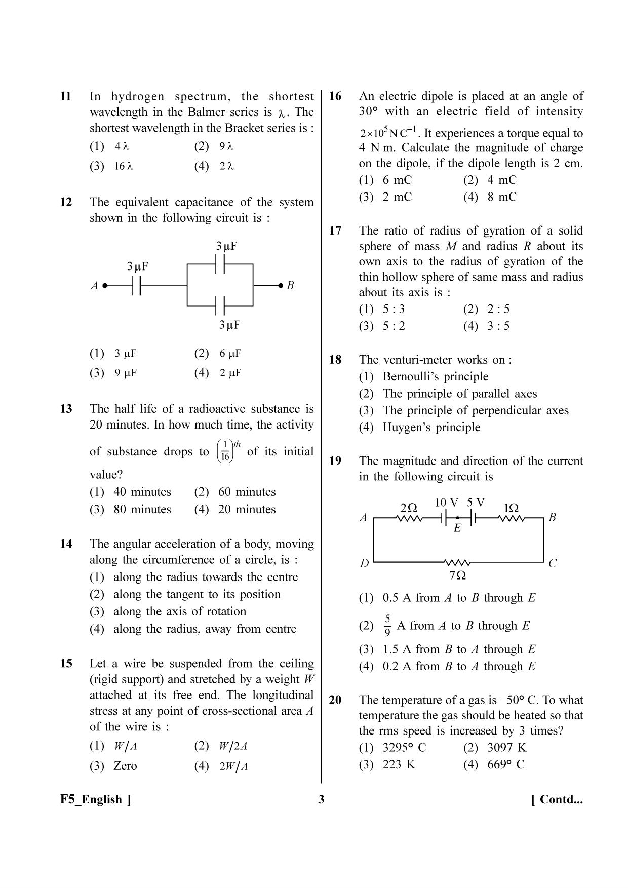NEET 2023 F5 Question Paper - Page 3