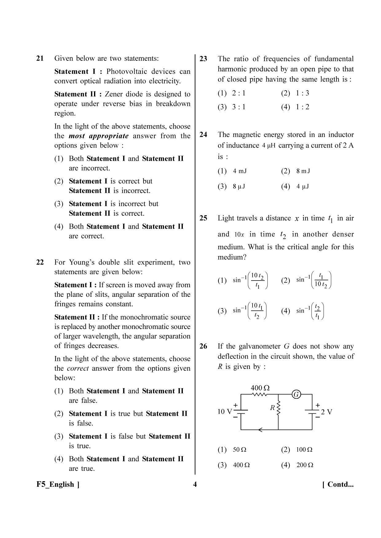 NEET 2023 F5 Question Paper - Page 4