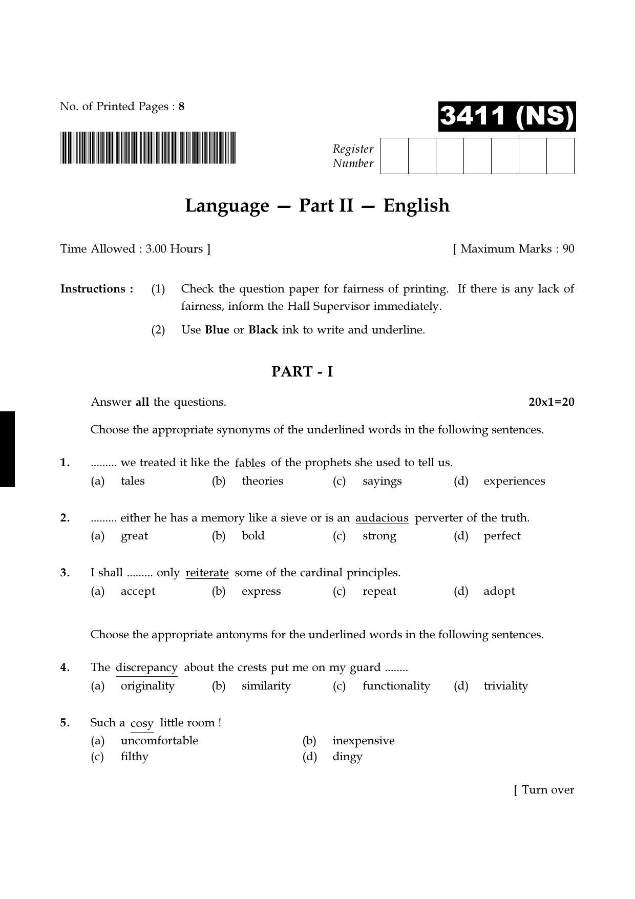 Tamil Nadu Board 11th / HSE 1 YEAR Paper I Sample Question Papers - Page 9