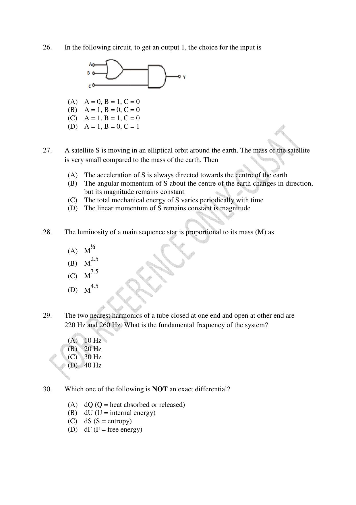CUSAT CAT 2022 PHYSICS Question Paper - Page 6