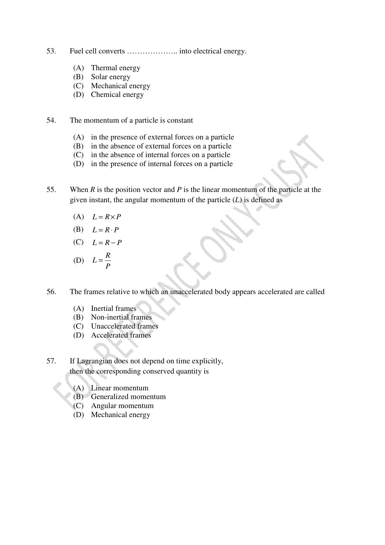 CUSAT CAT 2022 PHYSICS Question Paper - Page 11