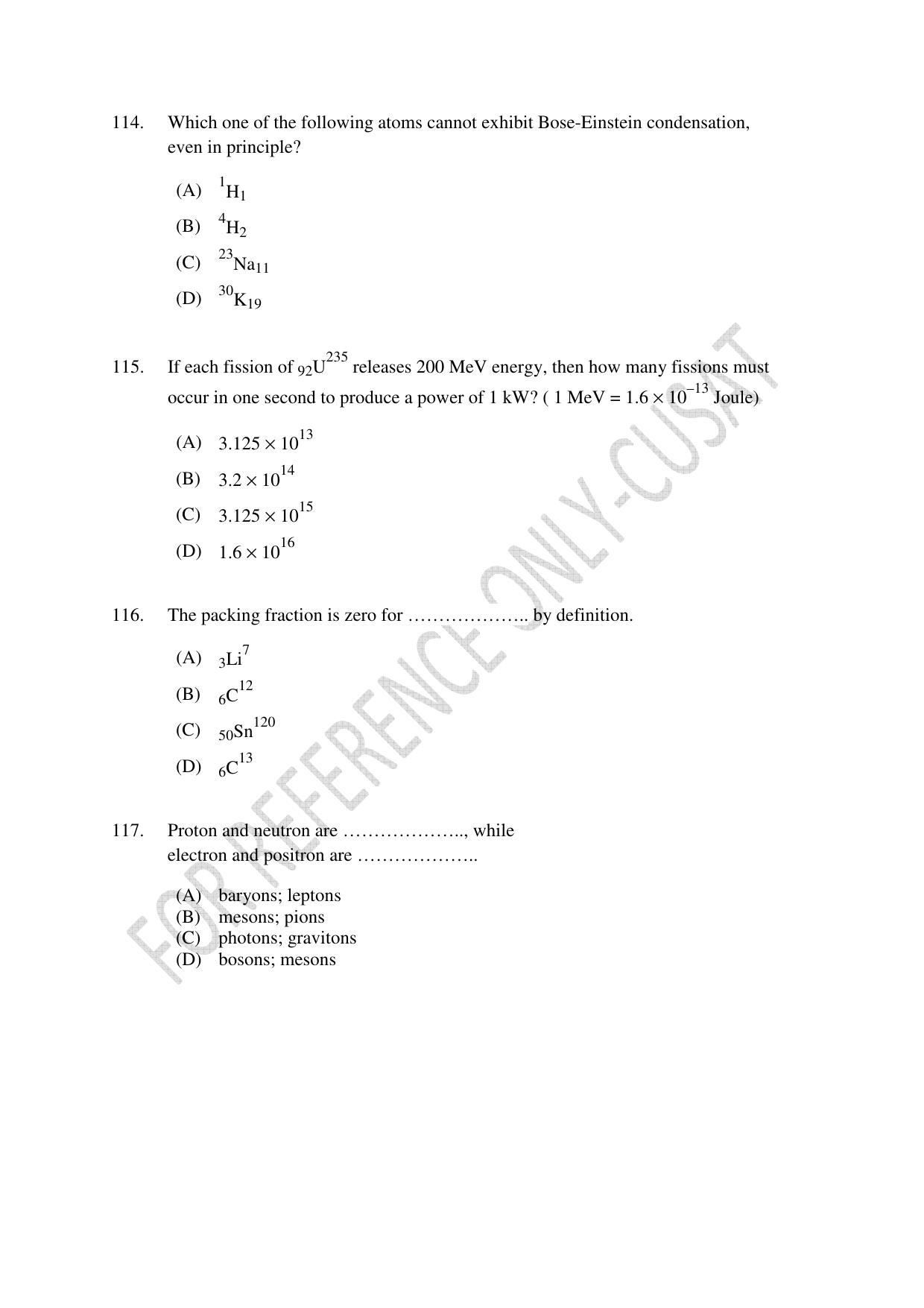 CUSAT CAT 2022 PHYSICS Question Paper - Page 23