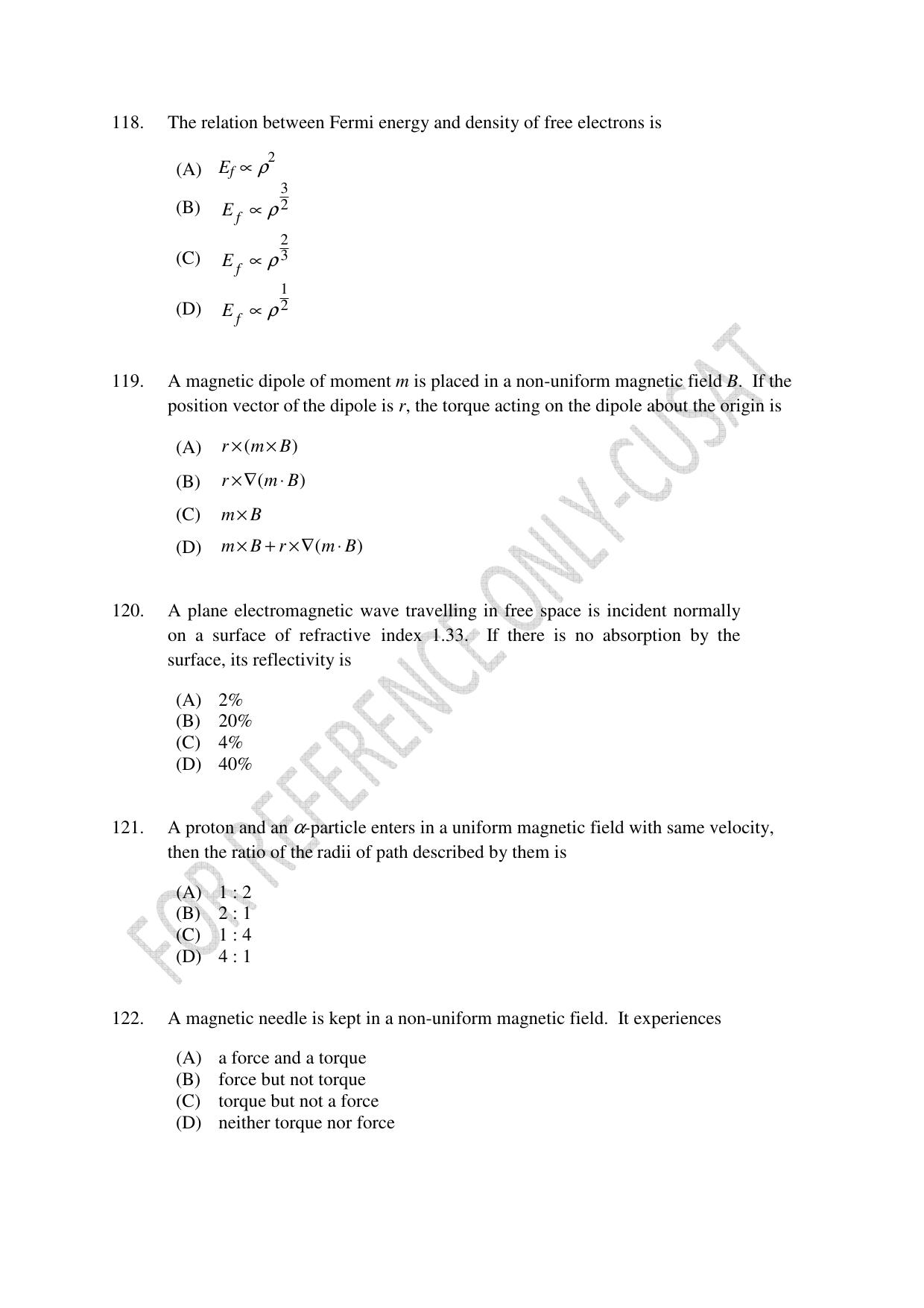 CUSAT CAT 2022 PHYSICS Question Paper - Page 24