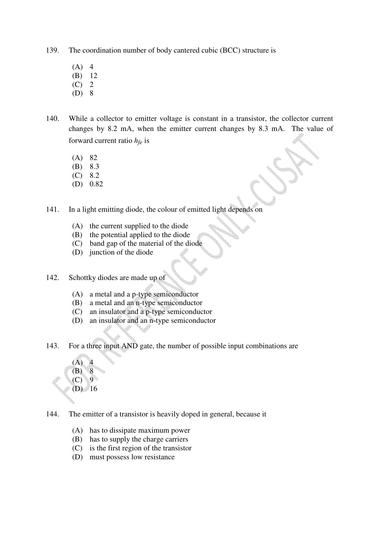 CUSAT CAT 2022 PHYSICS Question Paper - Page 28