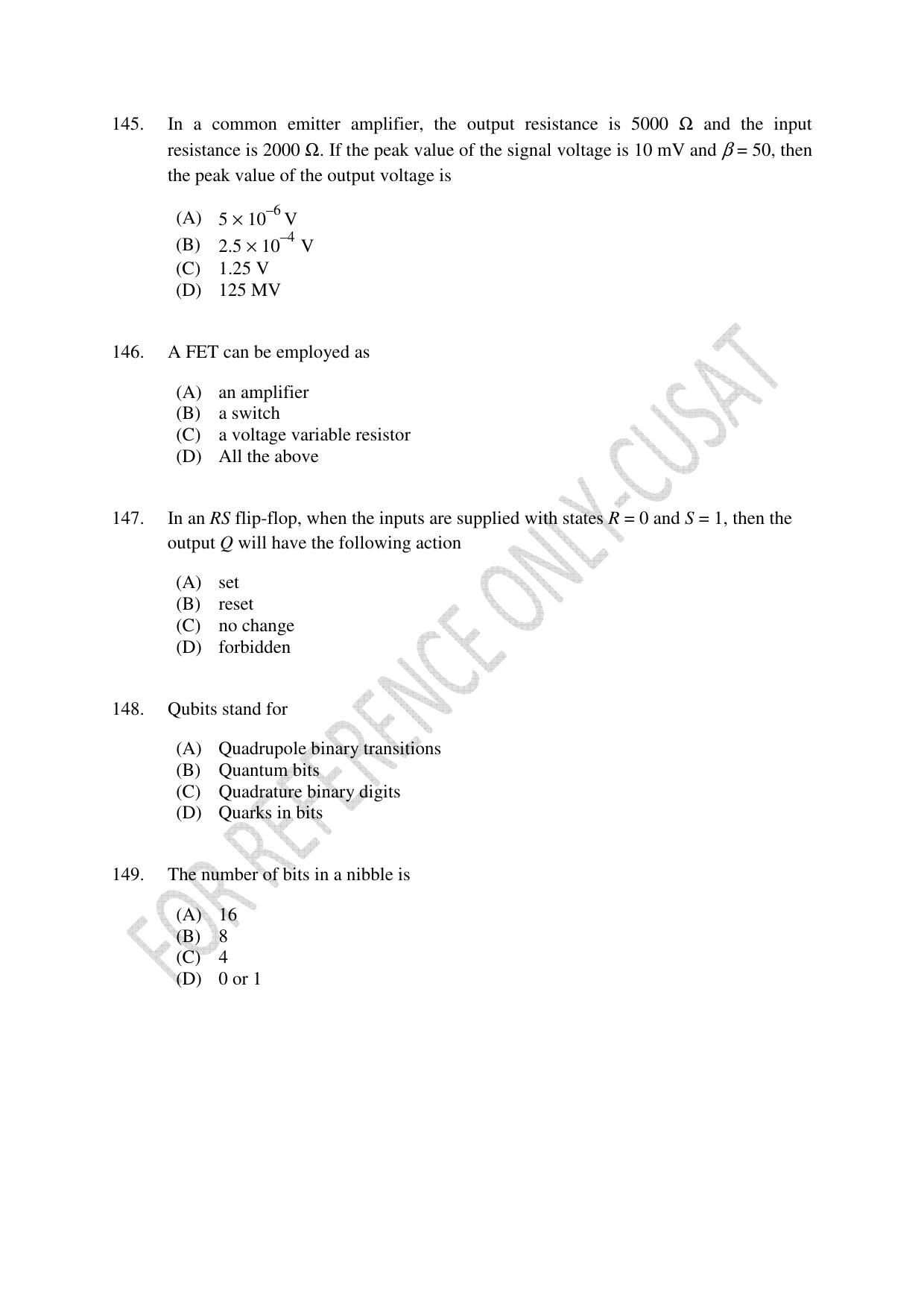 CUSAT CAT 2022 PHYSICS Question Paper - Page 29