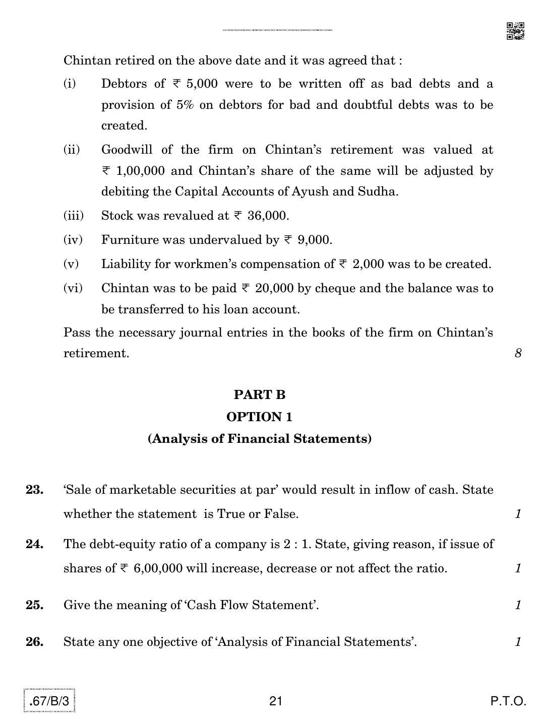 CBSE Class 12 67-C-3 - Accountancy 2020 Compartment Question Paper - Page 21