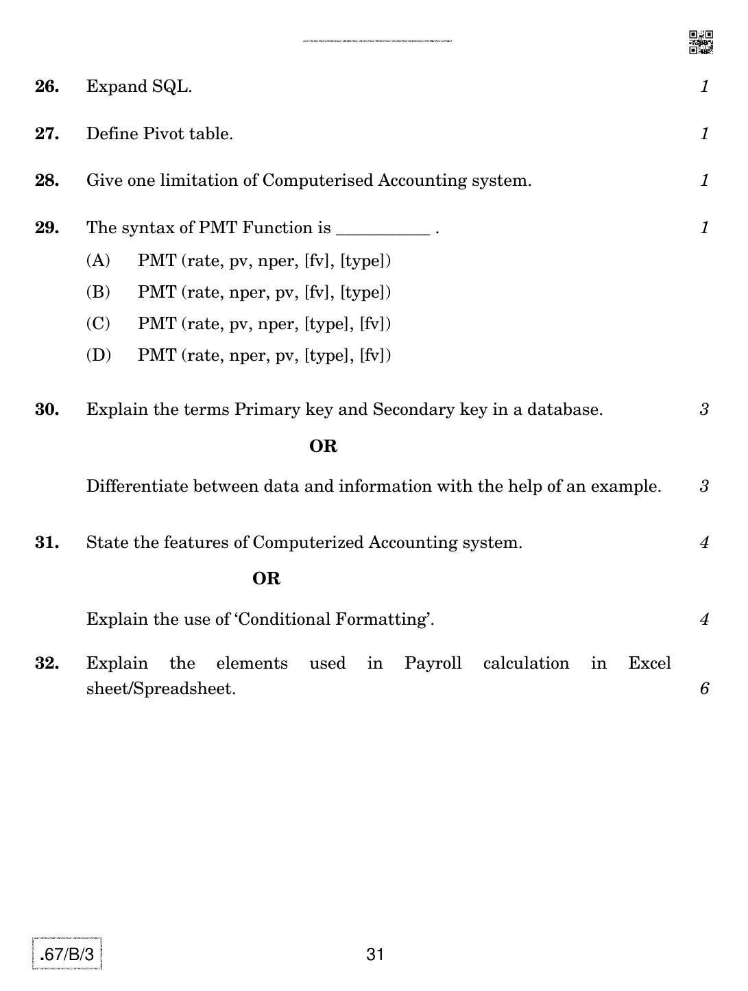 CBSE Class 12 67-C-3 - Accountancy 2020 Compartment Question Paper - Page 31