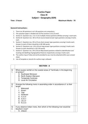 Edudel Class 11 Geography Practice Papers-1 (2023-24)