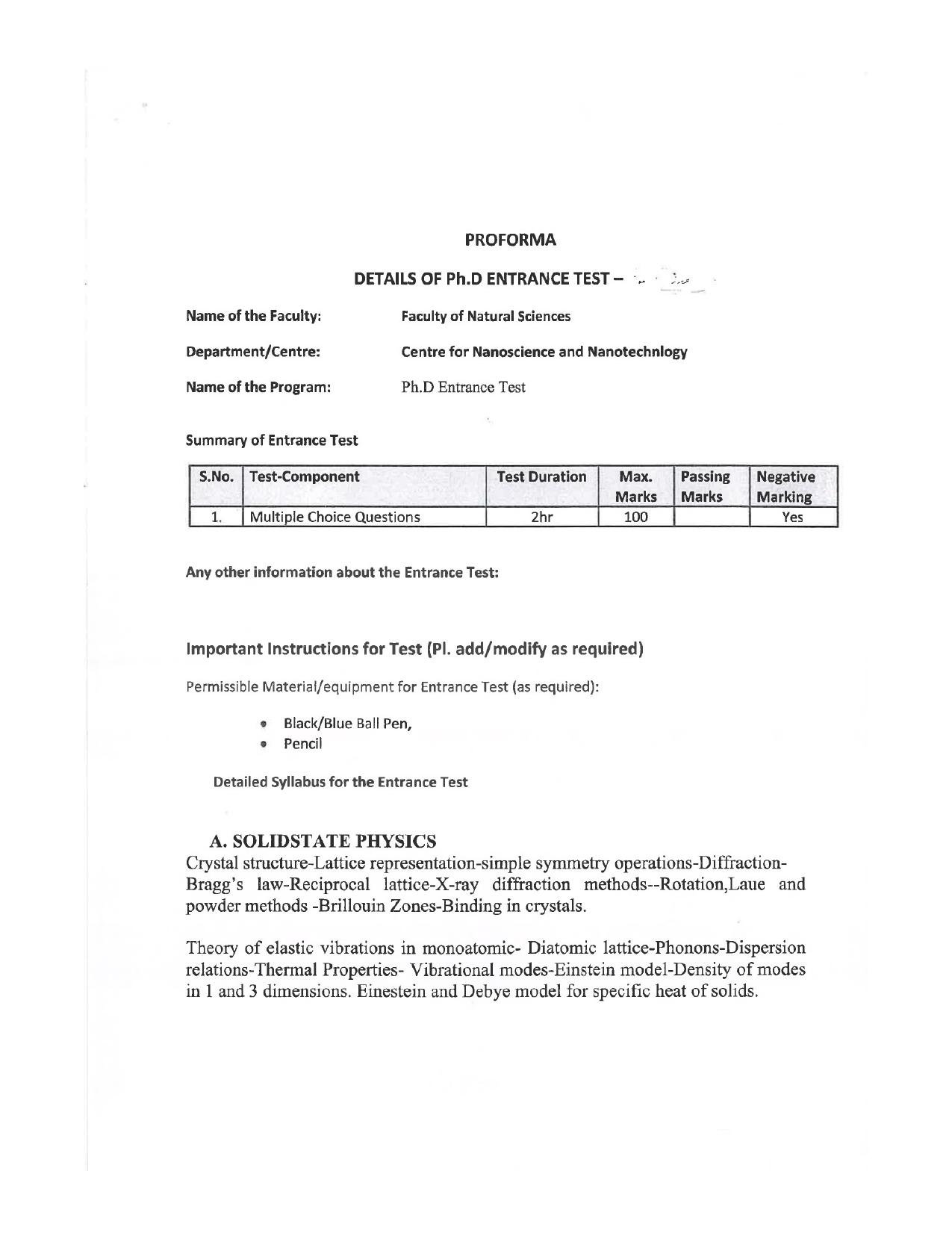 JMI Entrance Exam FACULTY OF NATURAL SCIENCES Syllabus - Page 20