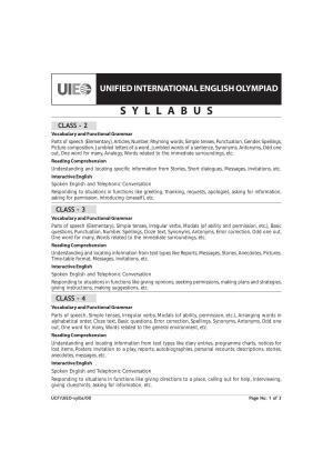 Unified International English Olympiad (UIEO) Syllabus PDF
