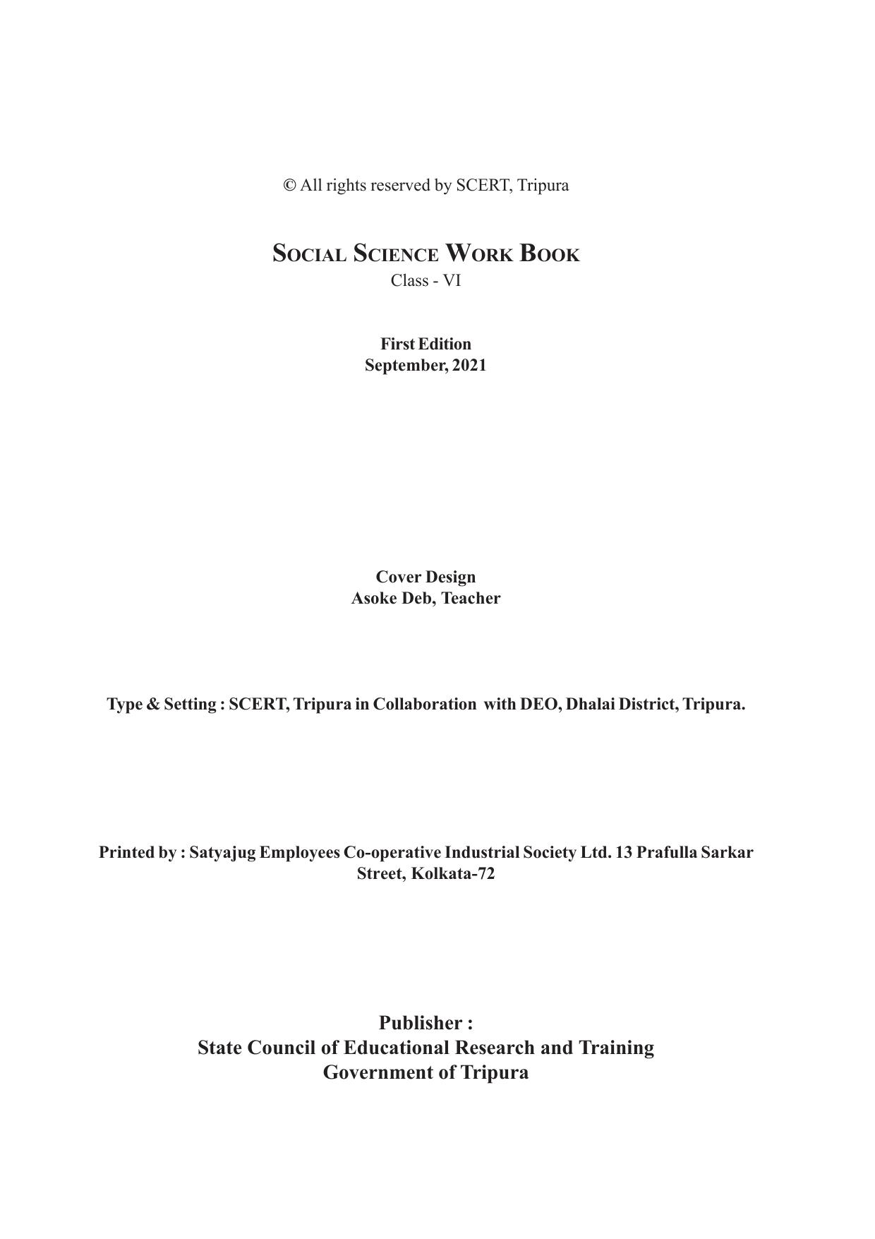 Tripura Board Class 6 Social Science English Version Workbooks - Page 2