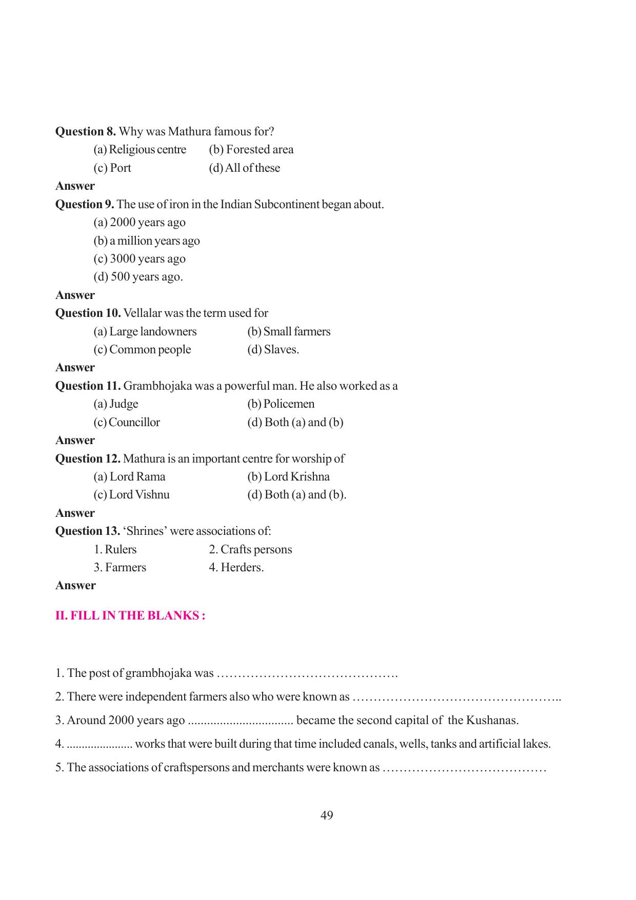 Tripura Board Class 6 Social Science English Version Workbooks - Page 55