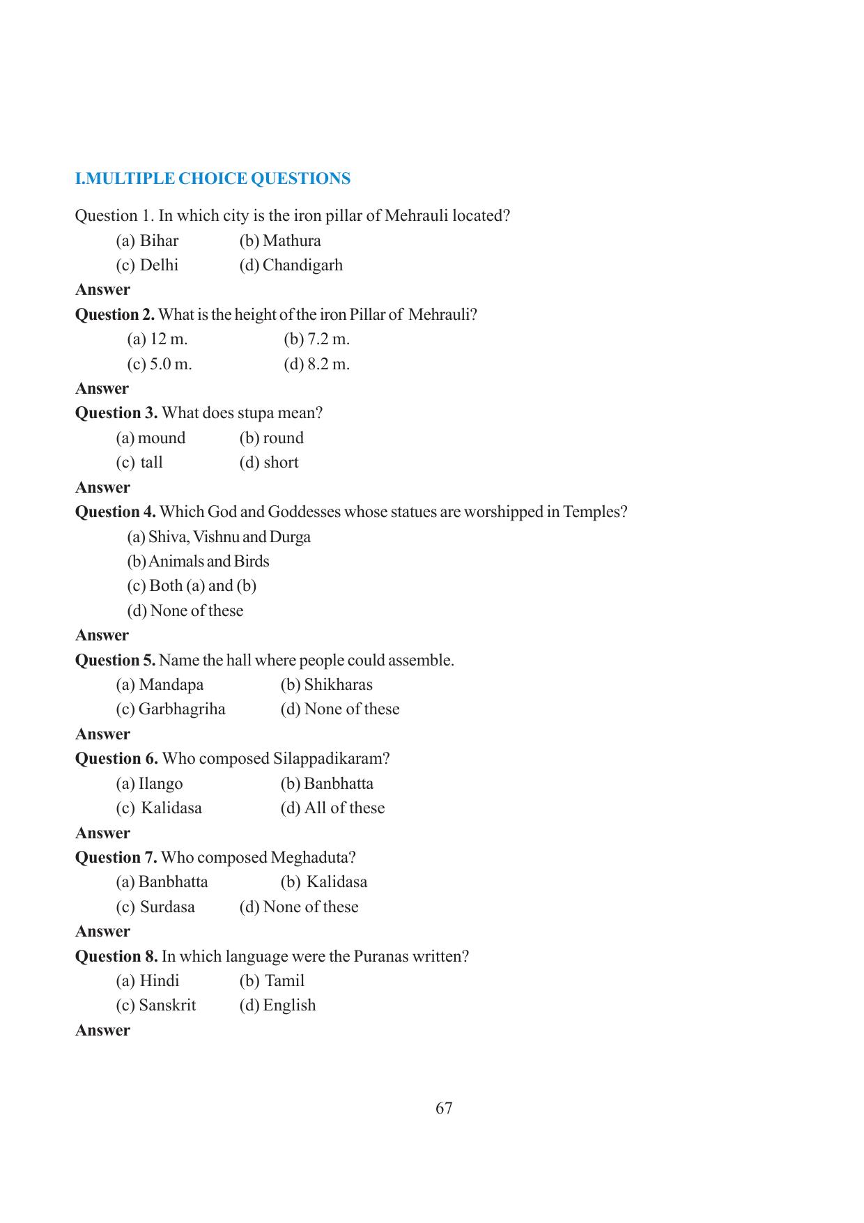 Tripura Board Class 6 Social Science English Version Workbooks - Page 73
