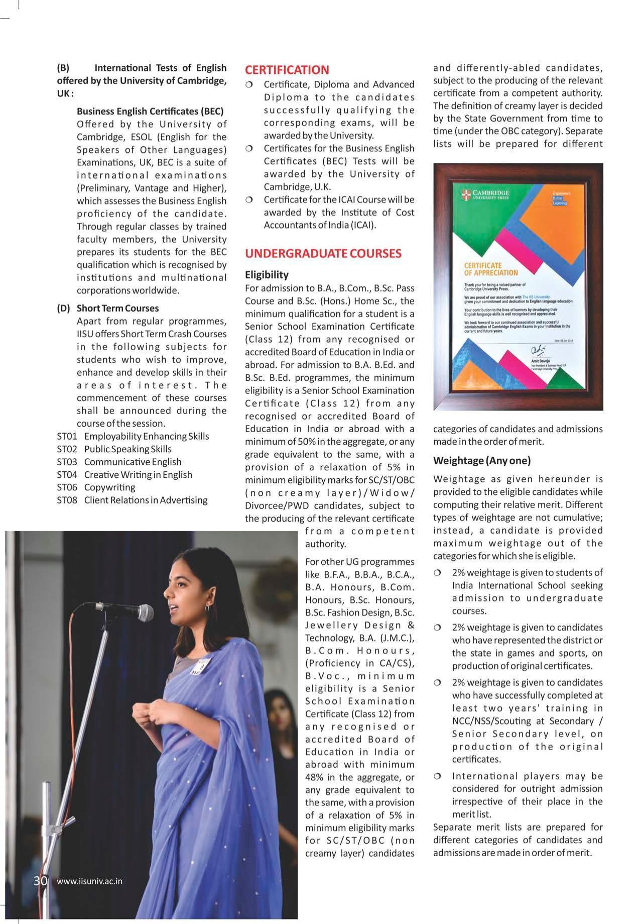 The IIS University, Jaipur Prospectus 2021-22 - Page 32