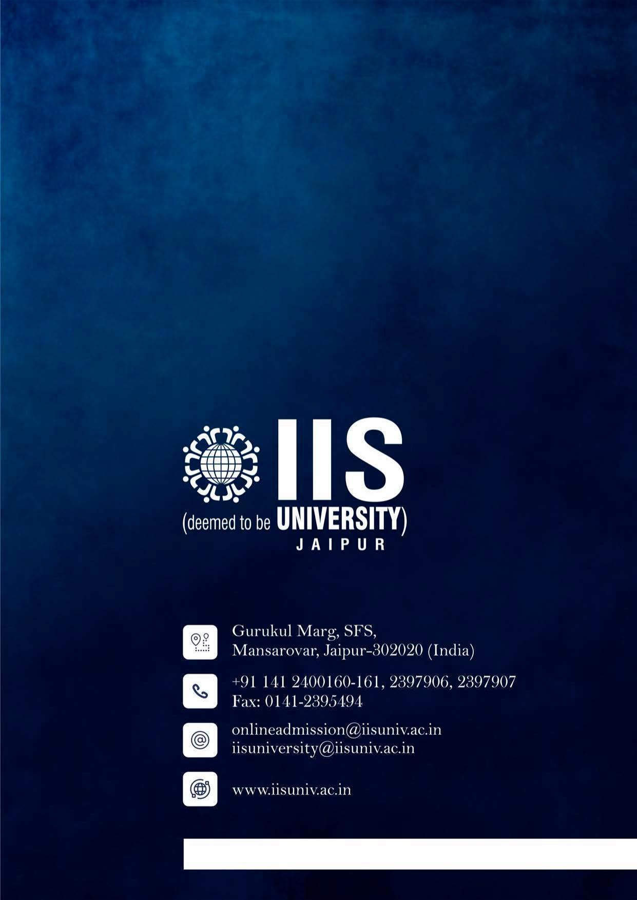 The IIS University, Jaipur Prospectus 2021-22 - Page 72