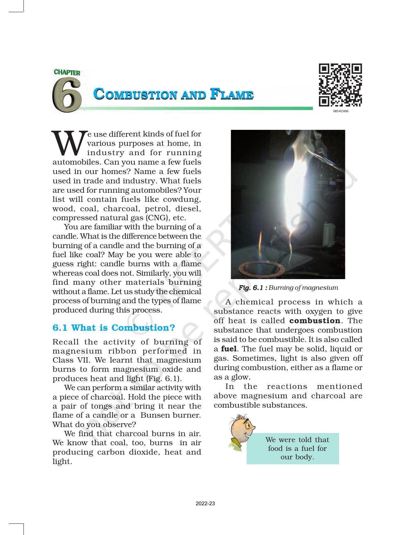 NCERT Book for Class 8 Science Chapter 6 Combustion and Flame - Page 1