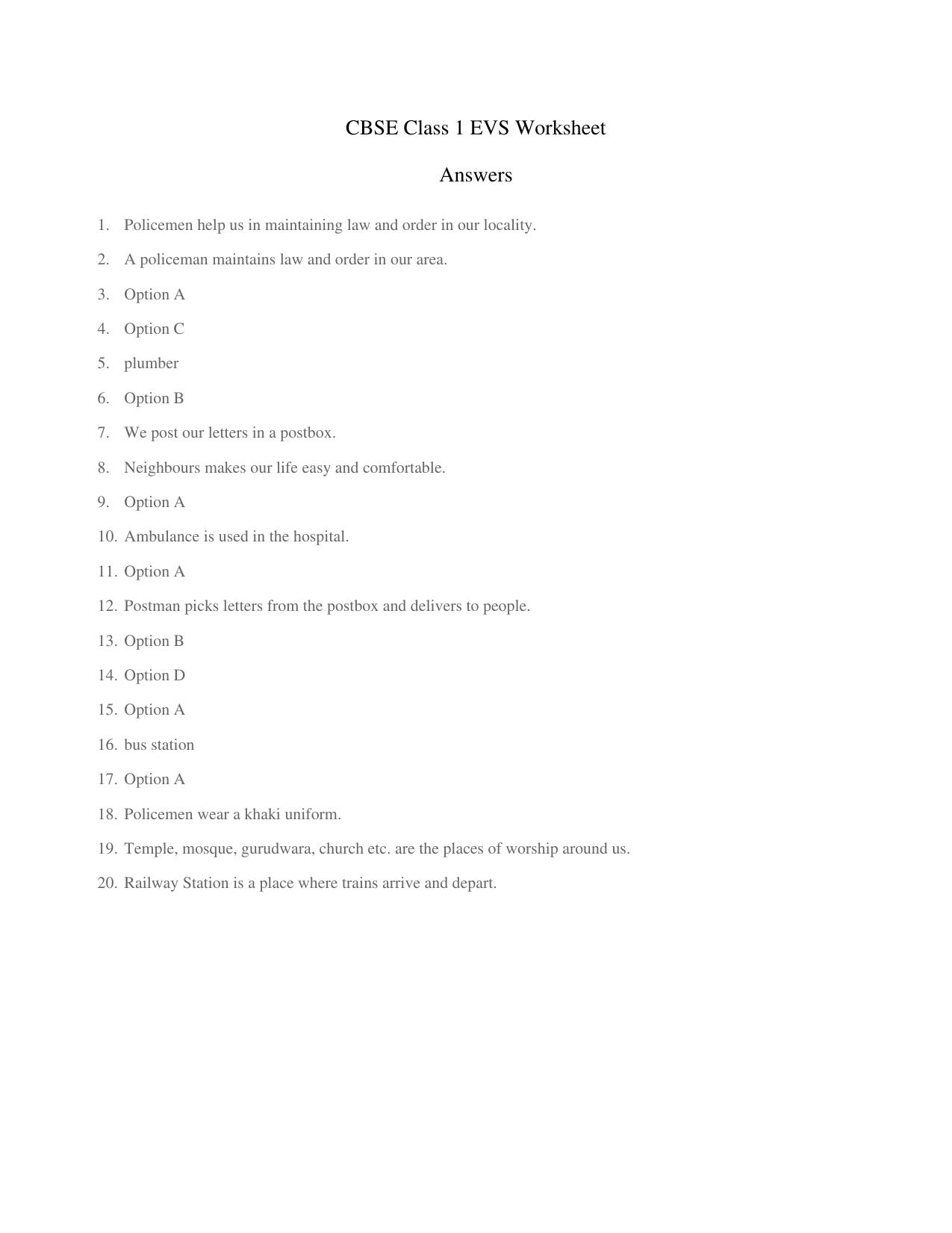 CBSE Class 1 EVS Clothes we wear Worksheets - Page 3