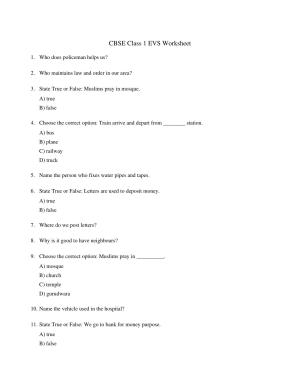 CBSE Class 1 EVS Clothes we wear Worksheets