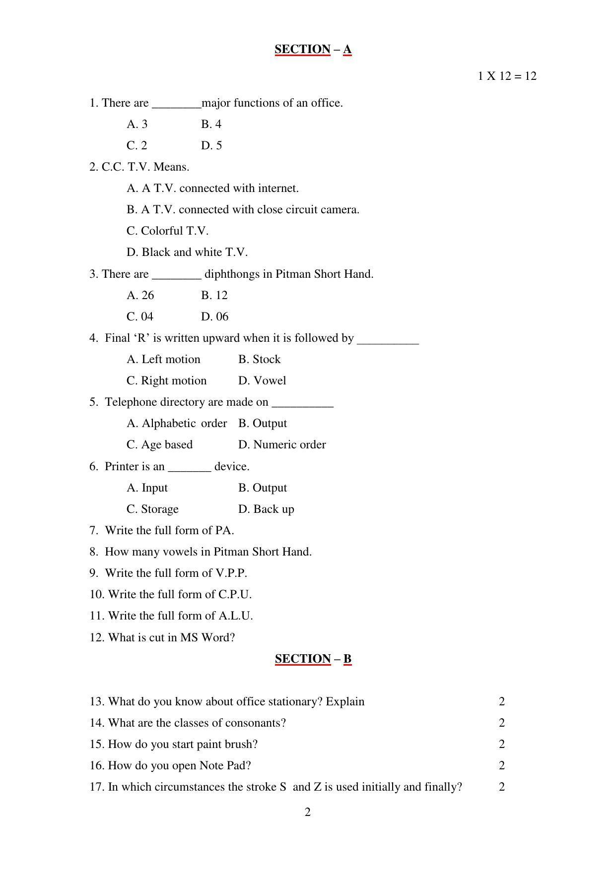 Haryana Board Class 12 OSS English Code A Sample Papers - Page 2