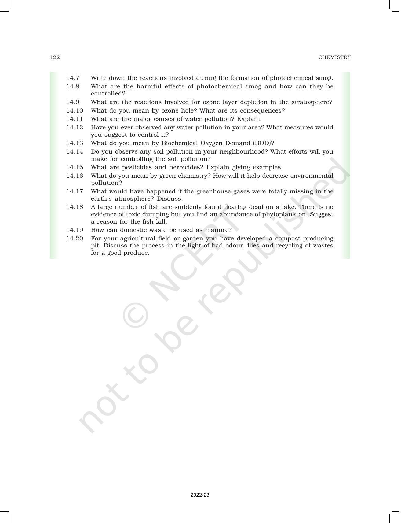 NCERT Book for Class 11 Chemistry Chapter 14 Environmental Chemistry - Page 17