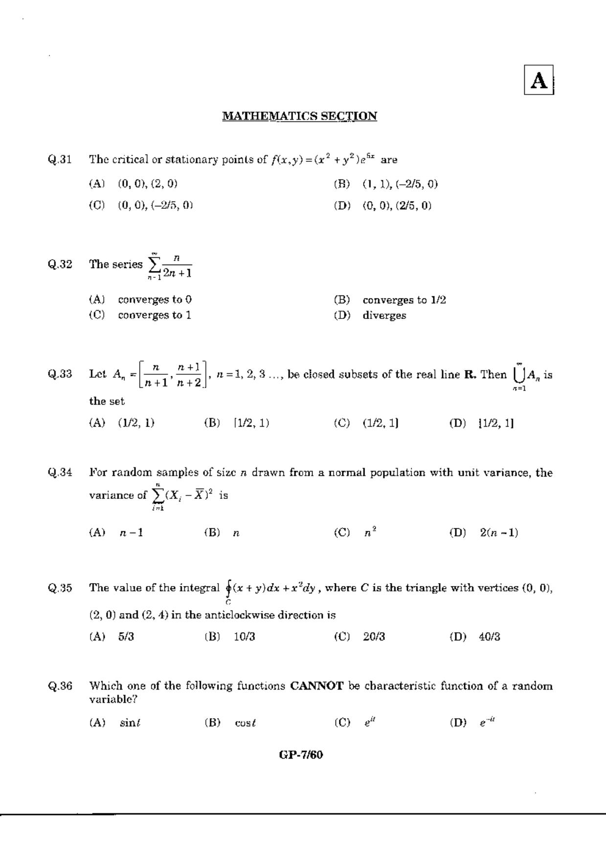 JAM 2010: GP Question Paper - Page 9