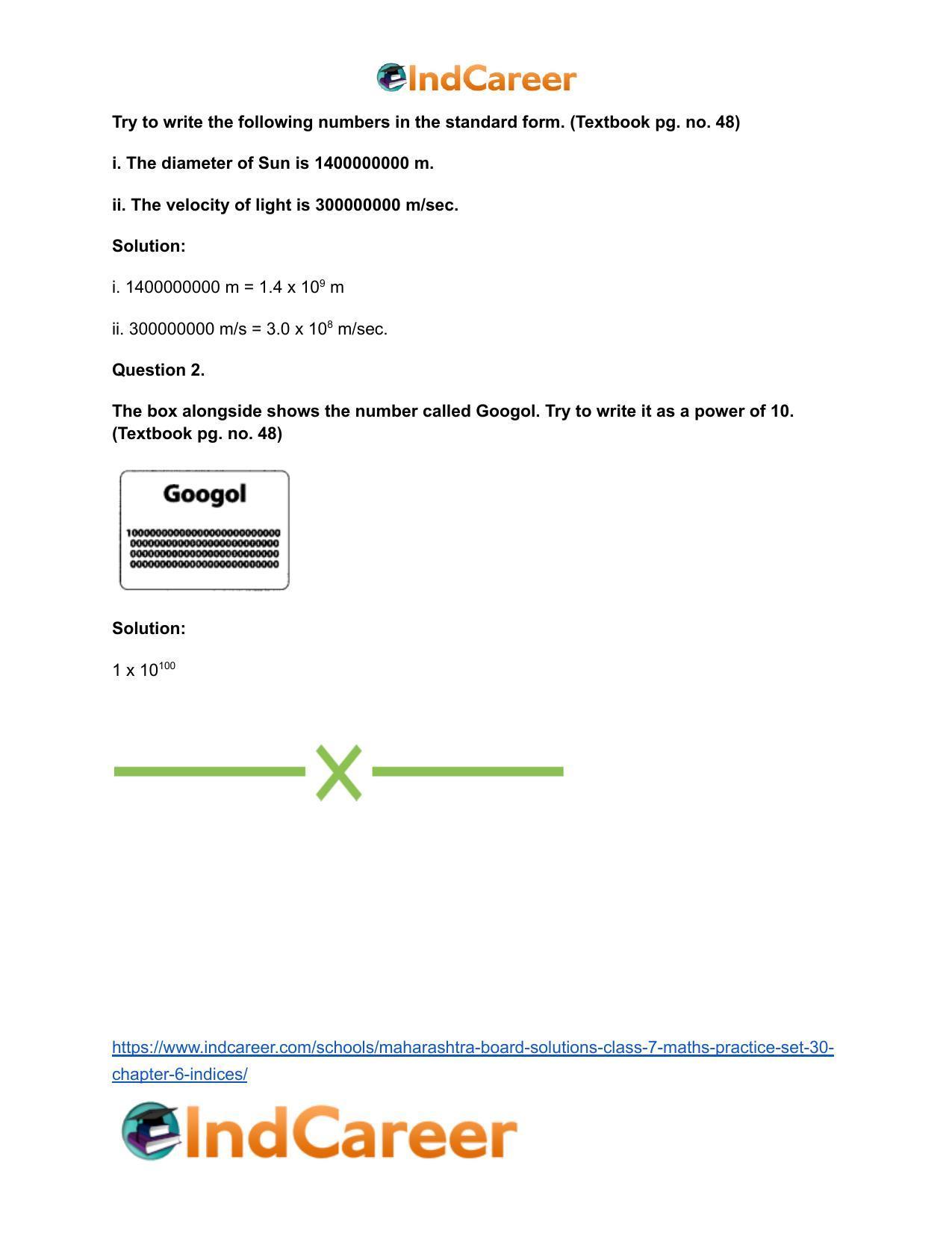 Maharashtra Board Solutions Class 7-Maths (Practice Set 30): Chapter 6- Indices - Page 5