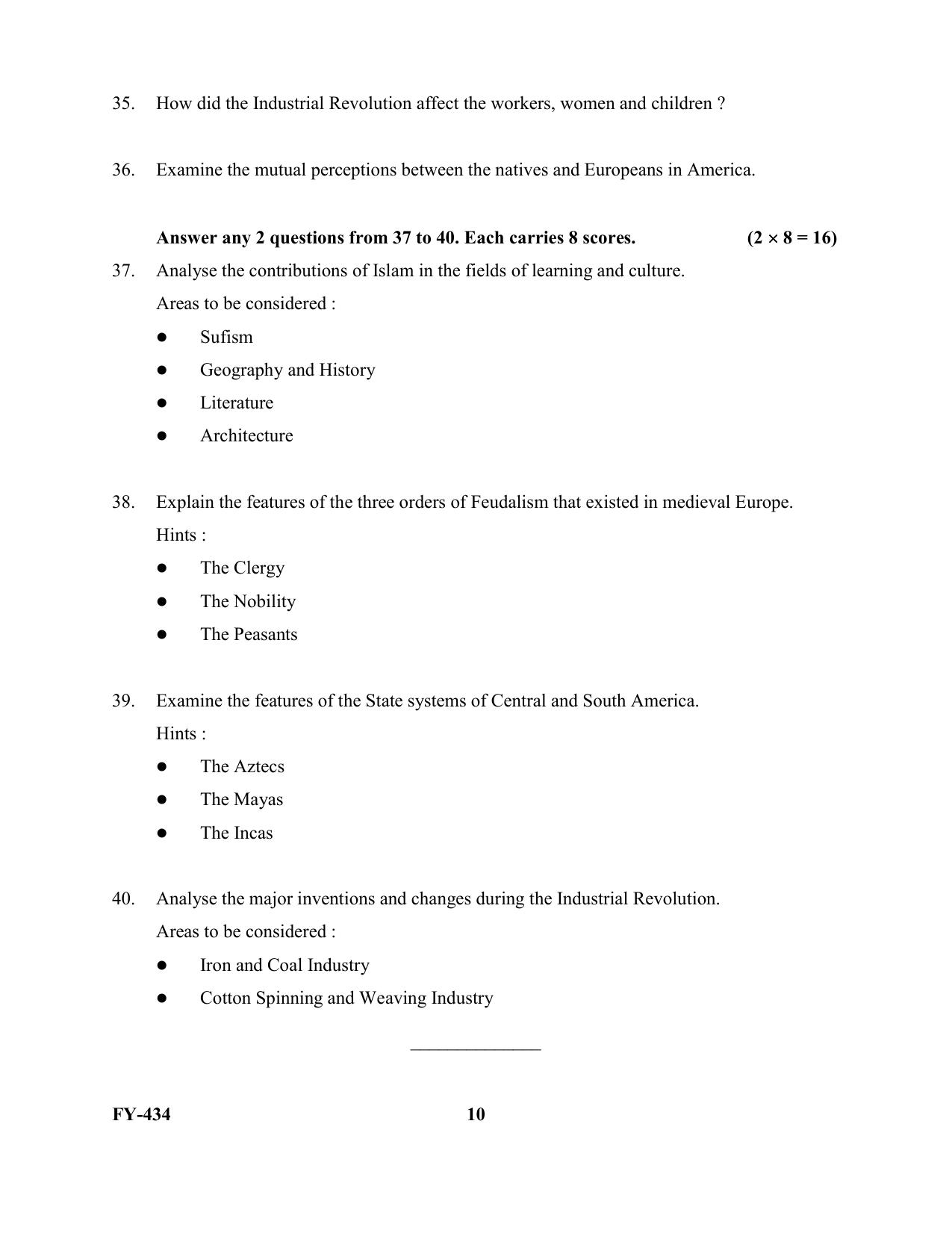 Kerala Plus One 2021-22 History Supplementary Question Papers - Page 10
