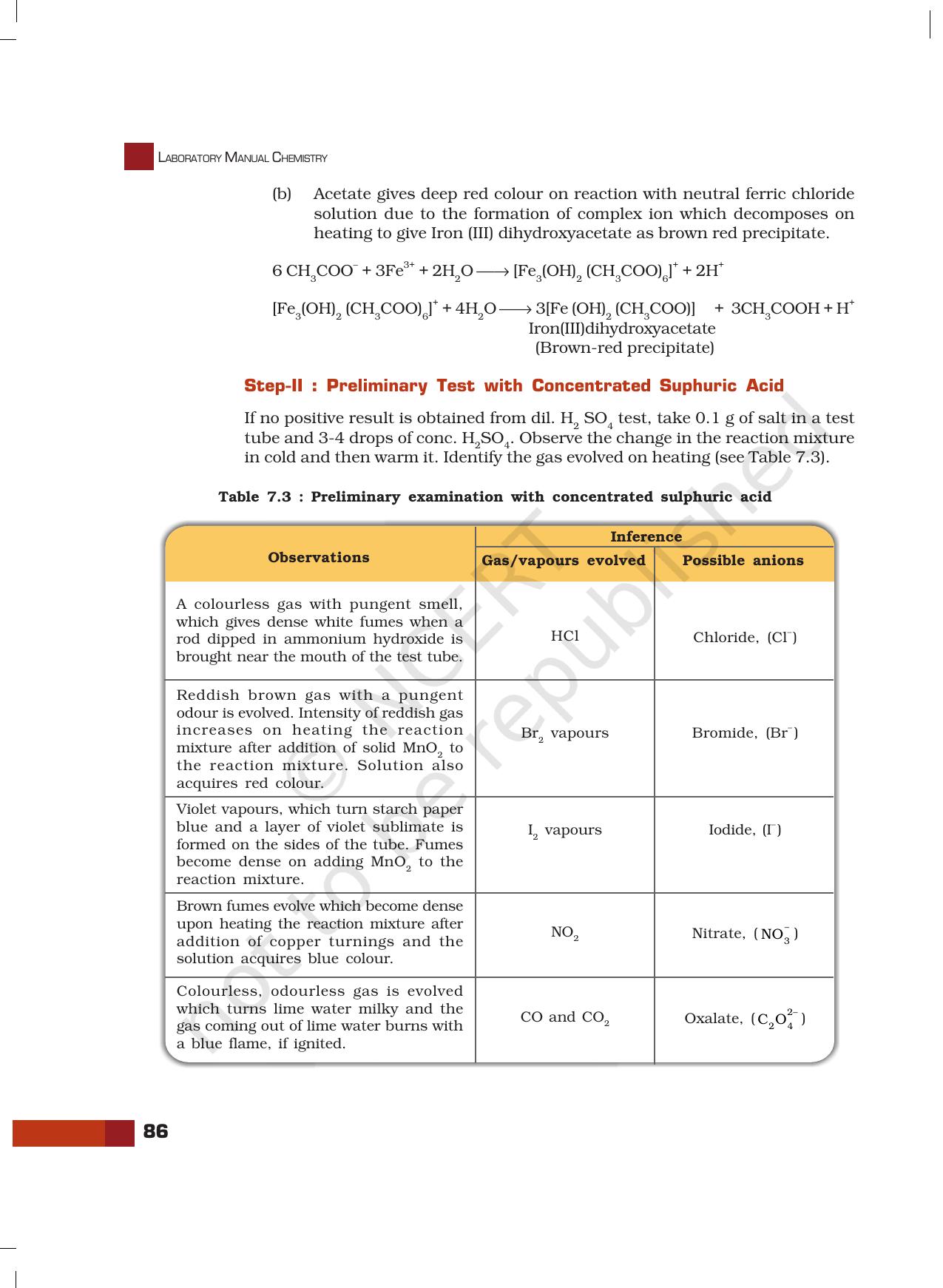 NCERT Laboratory Manuals for Class XI Chemistry - Unit-7 Systematic Qualitative Analysis - Page 8