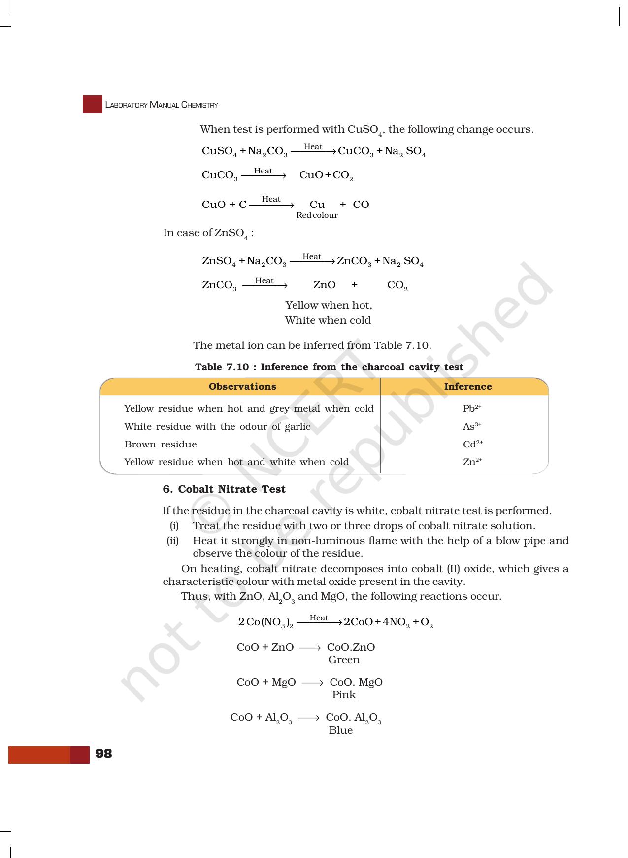 NCERT Laboratory Manuals for Class XI Chemistry - Unit-7 Systematic Qualitative Analysis - Page 20