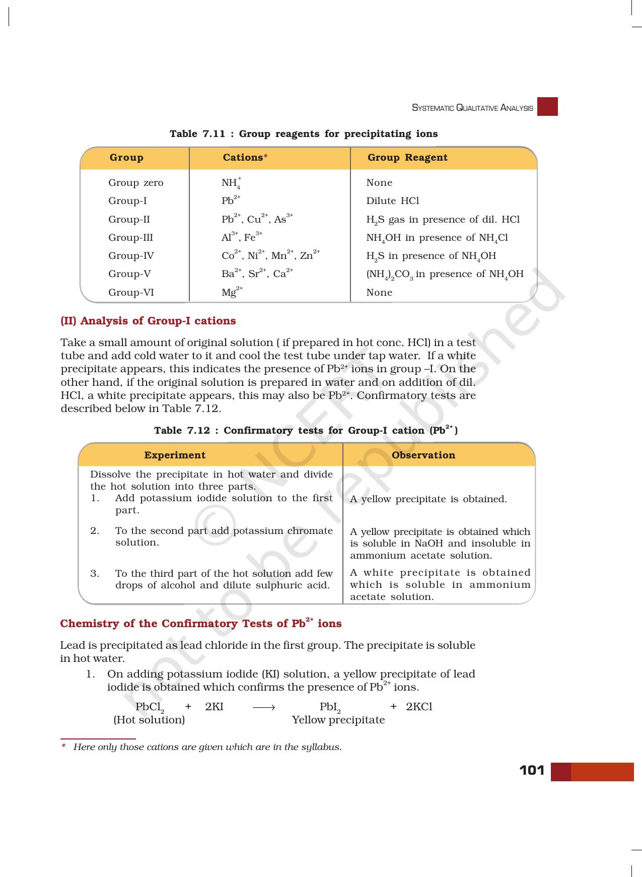 NCERT Laboratory Manuals for Class XI Chemistry - Unit-7 Systematic Qualitative Analysis - Page 23
