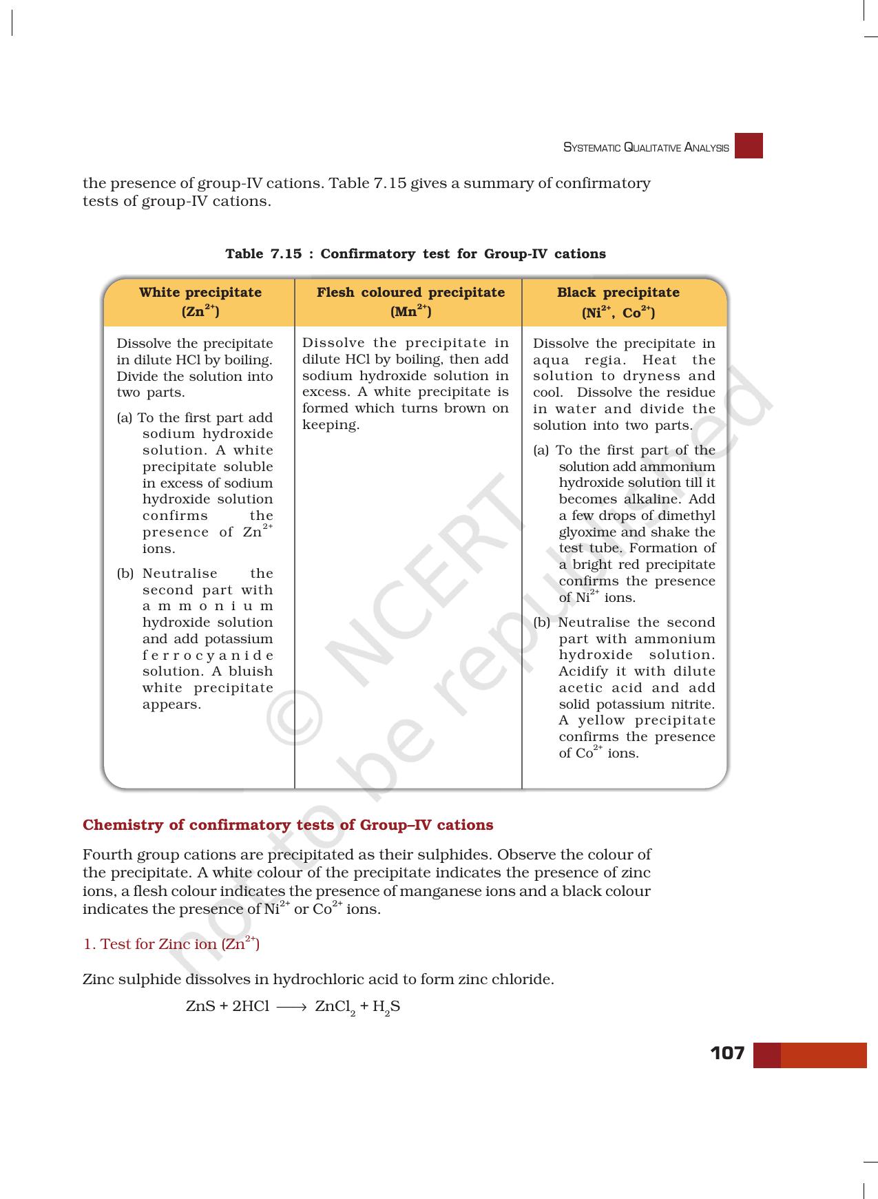 NCERT Laboratory Manuals for Class XI Chemistry - Unit-7 Systematic Qualitative Analysis - Page 29