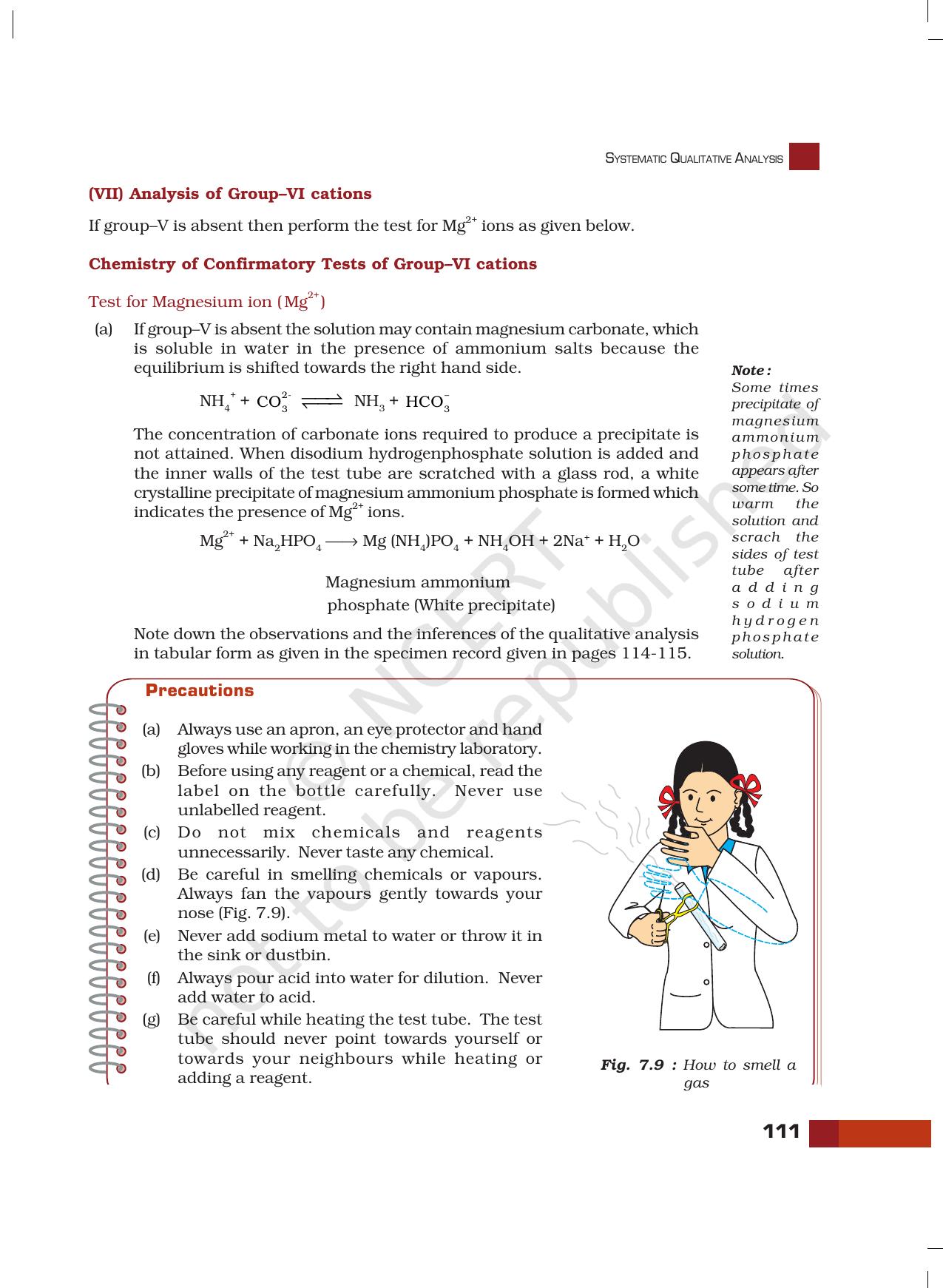 NCERT Laboratory Manuals for Class XI Chemistry - Unit-7 Systematic Qualitative Analysis - Page 33