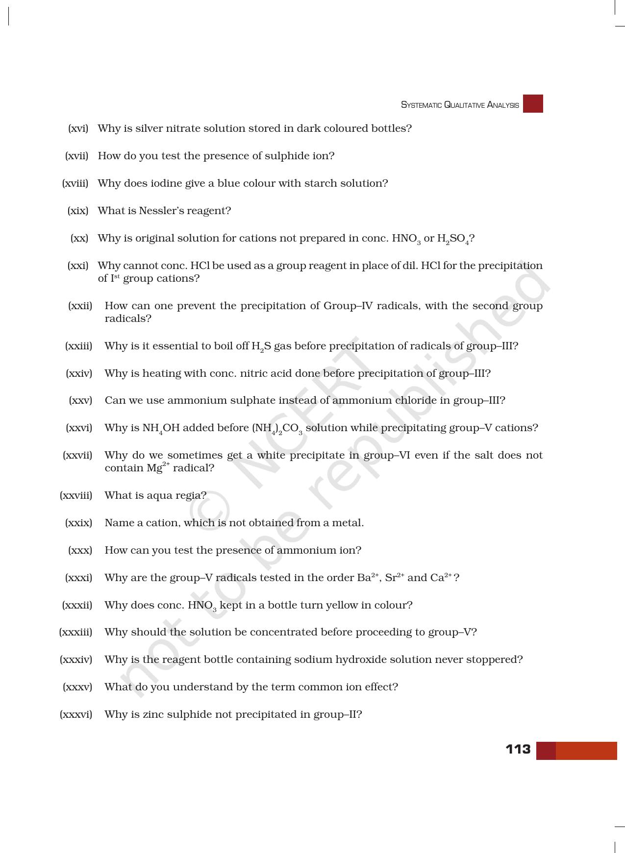 NCERT Laboratory Manuals for Class XI Chemistry - Unit-7 Systematic Qualitative Analysis - Page 35
