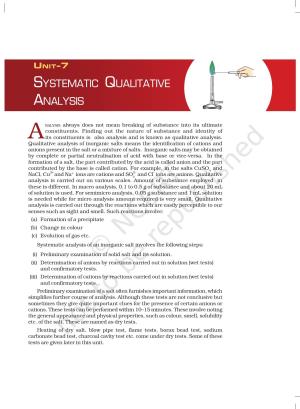 NCERT Laboratory Manuals for Class XI Chemistry - Unit-7 Systematic Qualitative Analysis