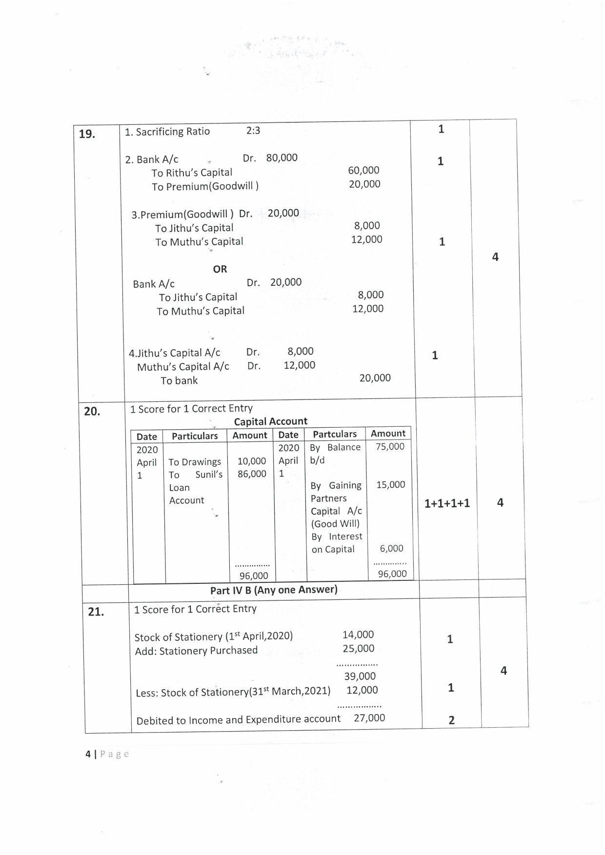 Kerala Plus Two (Class 12th) Answer Key 2022 - Accountancy with AFS - Page 4