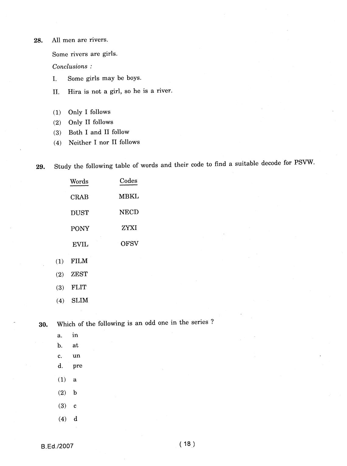 IGNOU B.Ed 2007 Question Paper - Page 18
