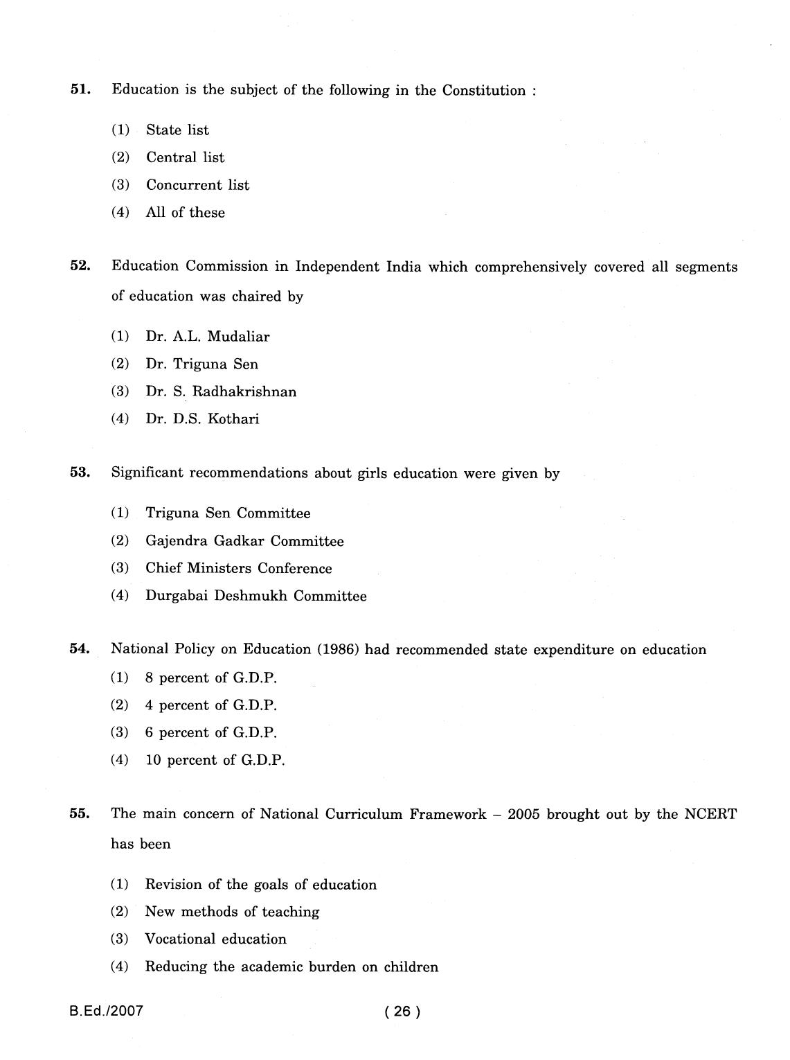 IGNOU B.Ed 2007 Question Paper - Page 26